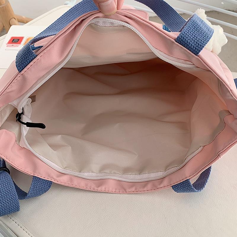 Large-capacity student tutoring bag New women's bag Sweet contrasting color shoulder messenger bag