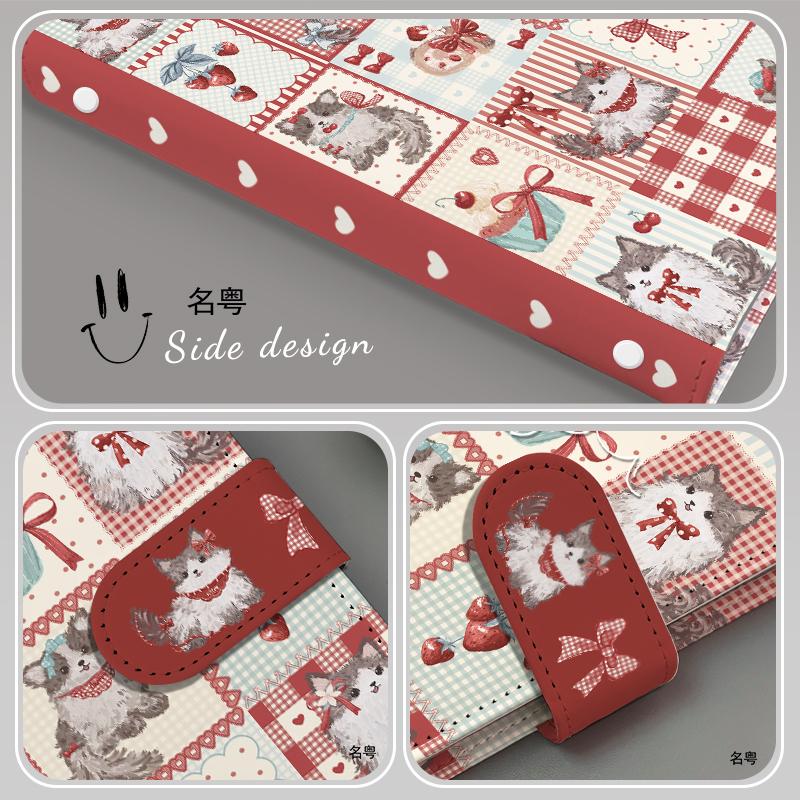 Cute Grid Cat PU Leather A5 Binder - 4-Pocket Loose-Leaf Photo Card Album for Kpop Idol Photocards Instax Albums