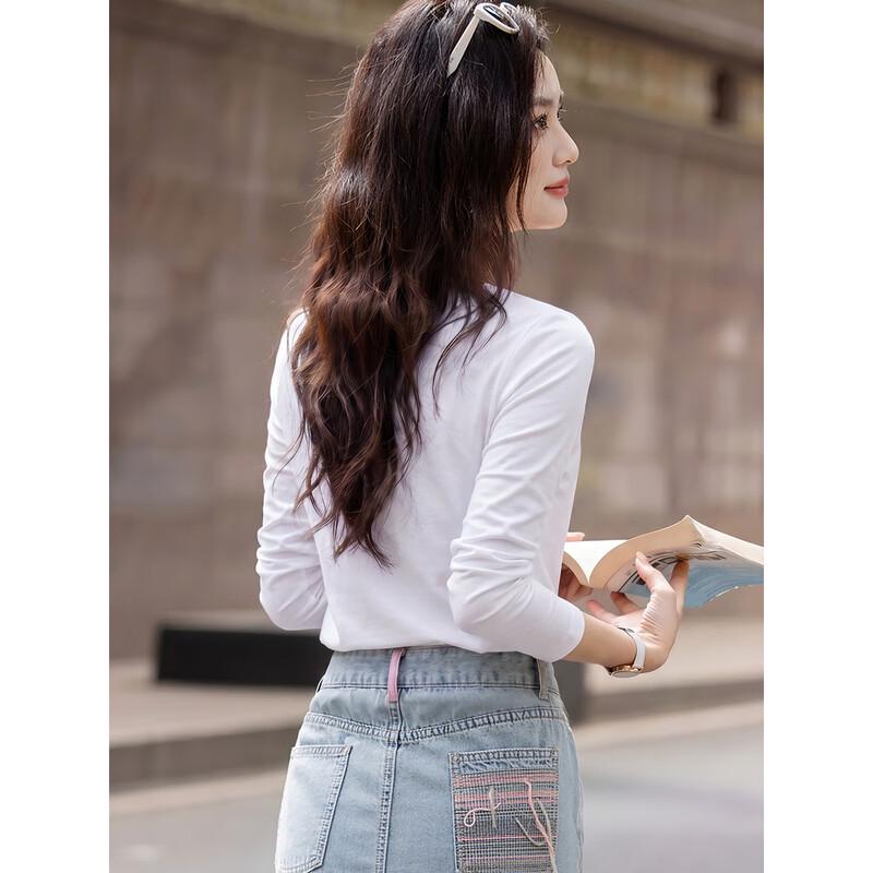 Women's Pure Cotton Long-Sleeve Round Neck T-Shirt
