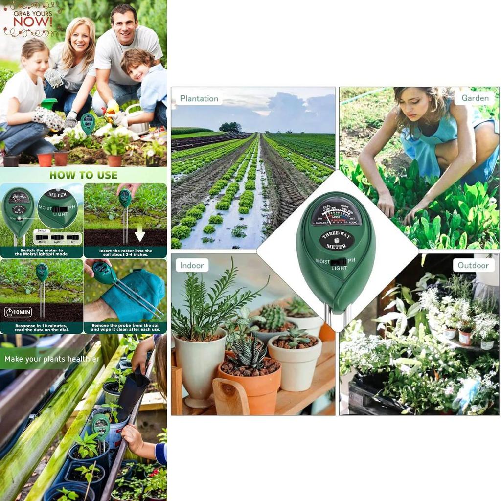 Premium Three In One Soil Tester For Accurate Ph Light Humidity Measurement
