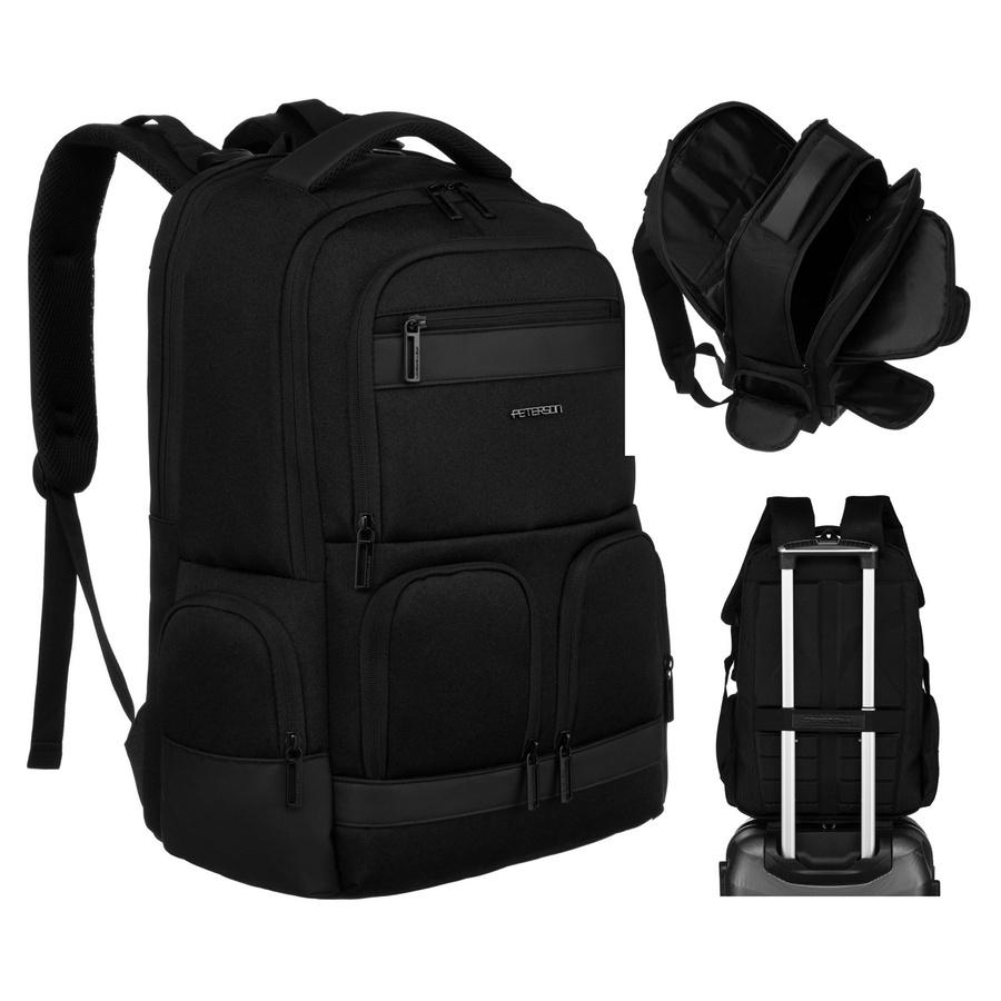 Großer schwarzer Reise-Laptop-Rucksack - Peterson