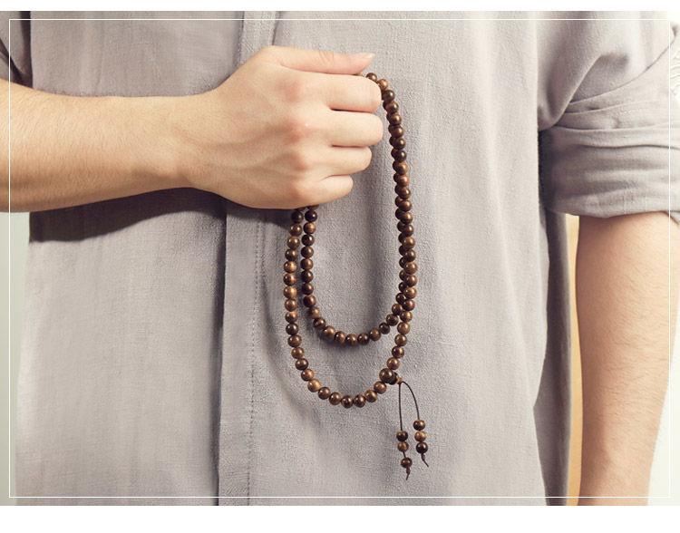 Authentic 8mm Agarwood 108-Bead Unisex Bracelet - Genuine High-Oil Kalimantan Material
