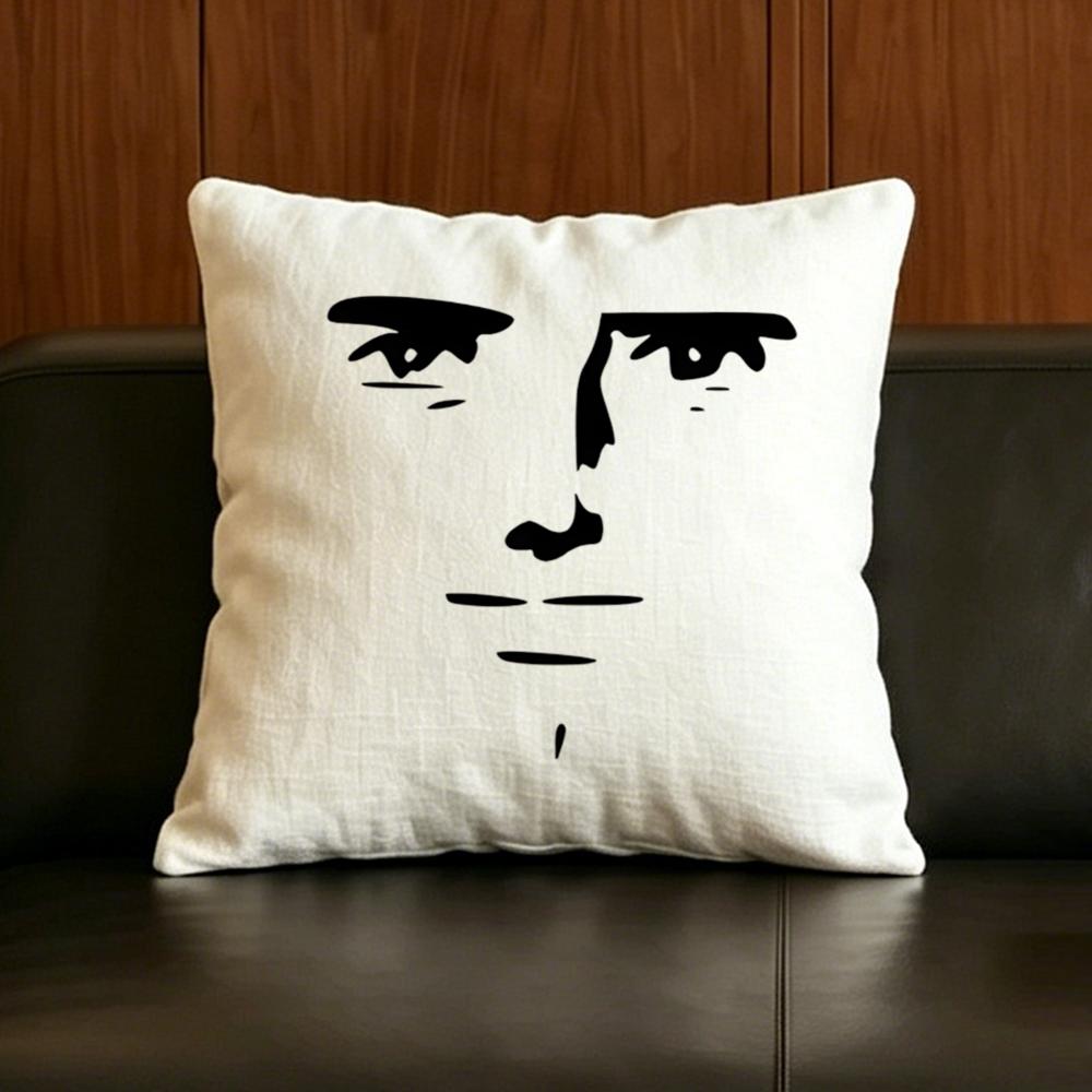 Meme Meme Face Cushion Cover Natural Linen Pillowcase Set AllinOne Decor for Sofa Bedroom Chair