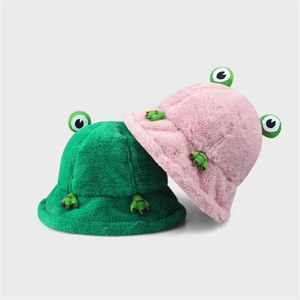 Cute Cartoon Frog Plush Warm Hat Autumn Winter Plush Fisherman Hat