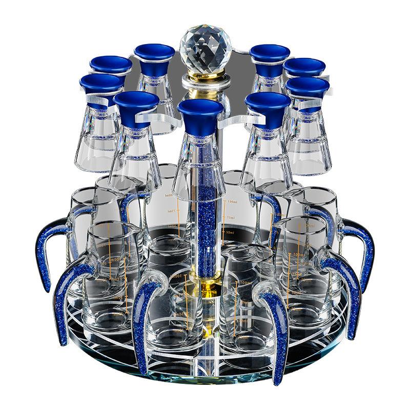 Household light luxury Baijiu cup gold foil wine dispenser spirit cup gift box set crystal cup shelf wholesale