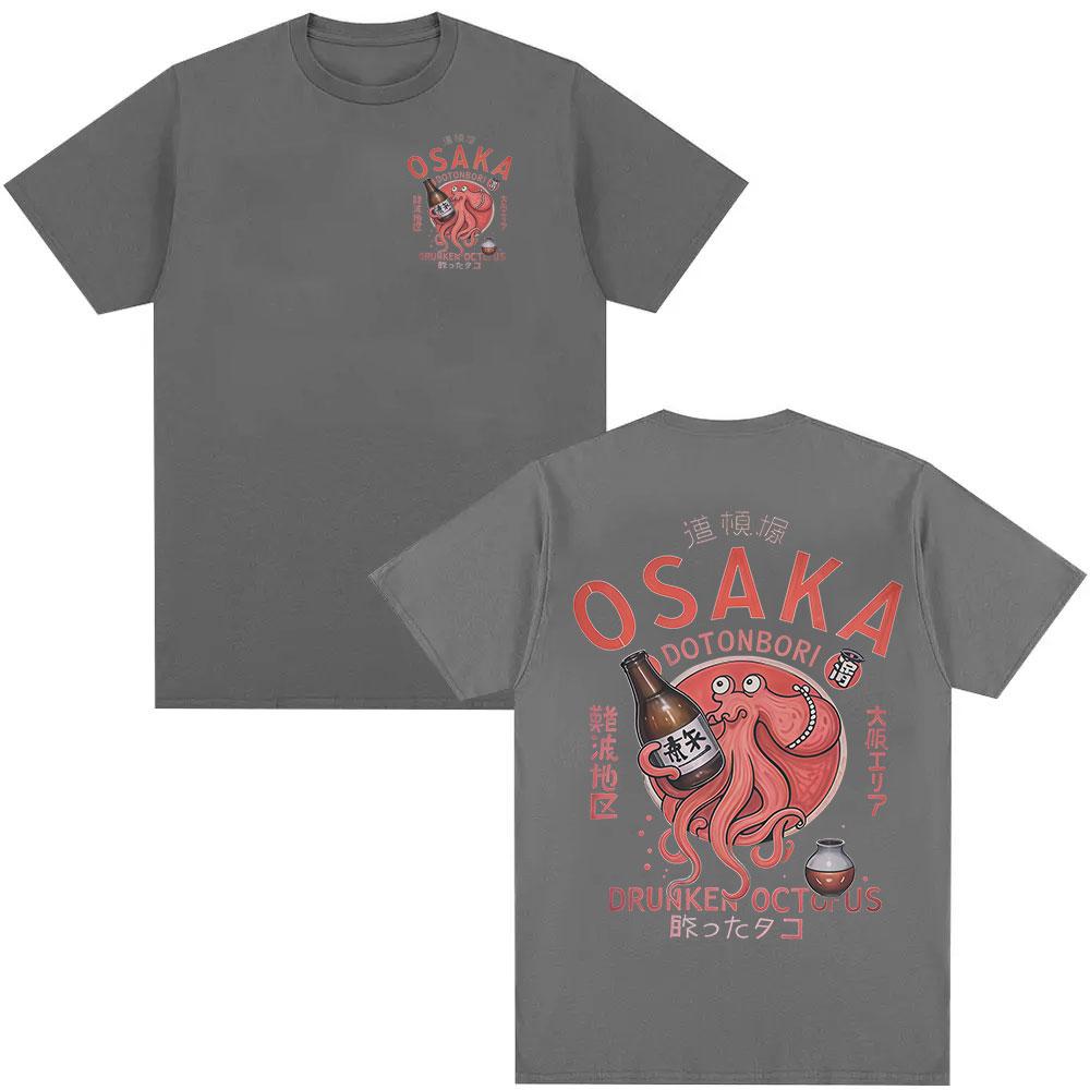 

Retro Japanese Sake Octopus T-shirt, Osaka Dotonbori Men s and Women s T-shirts 2025 Summer Pure Cotton 100% Printed T-shirt 4XL