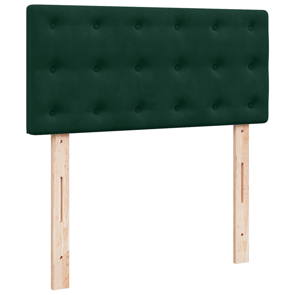 Box Spring Bed with Mattress Dark Green 90 x 190 cm Velvet