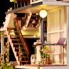 DIY Dollhouse Furniture Kits Wooden Modern Villa Lights Playset Creative Toy