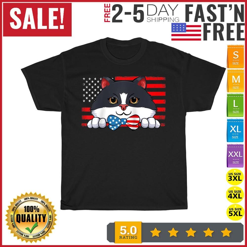 

USA Cat 4th Of July Pet Independence American Patriotic Day T Shirt Men Women 4XL