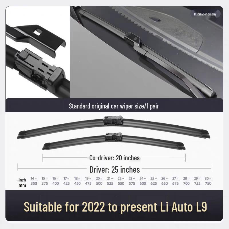 Li Auto L9 2022 Model Frameless Wiper Blade with Rubber Strip - Max Car Pro, Free Shipping