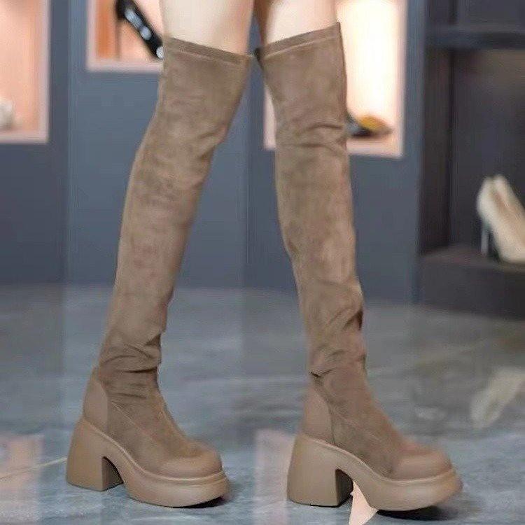 

Сапоги выше колена Женские Новые Женские Черные Замшевые Сапоги Сапоги Узкие Эластичные Сапоги Высота Сапог 40 чёрный