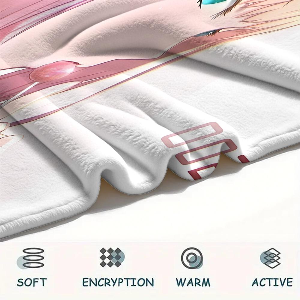 1PC DARLING In the FRANXX Zero Two Print Flannel Blanket, High Quality All Seasons, Home Decor, Warmth and Comfort, Perfect for Christmas Gifts