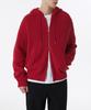 Ribbed Knit Hooded Zip-Up [Red]
