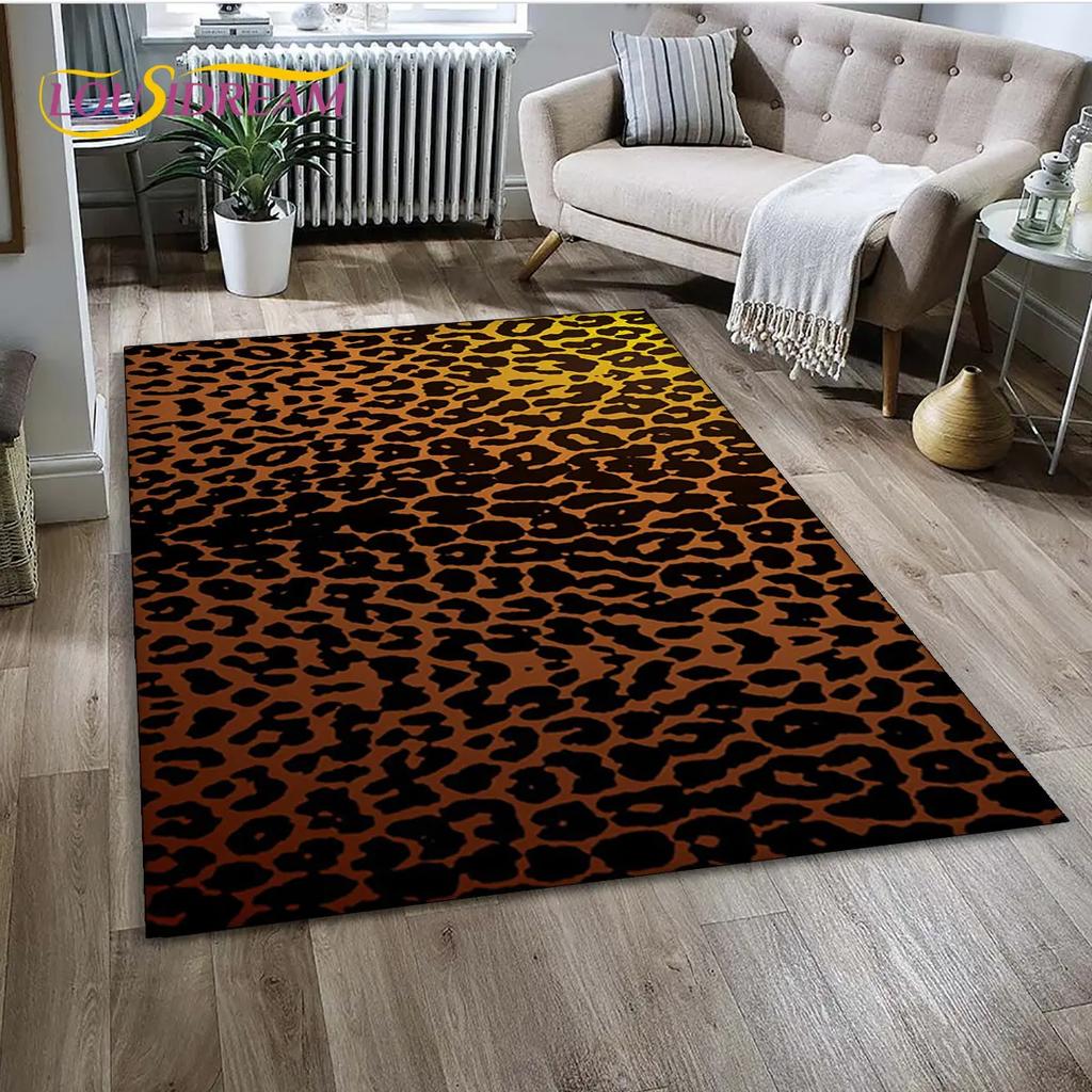 Wild Leopard Print 3D Series Area Rug,Carpet Rug for Home Living Room Bedroom Sofa Doormat Kitchen Decor,kids Non-slip Floor Mat