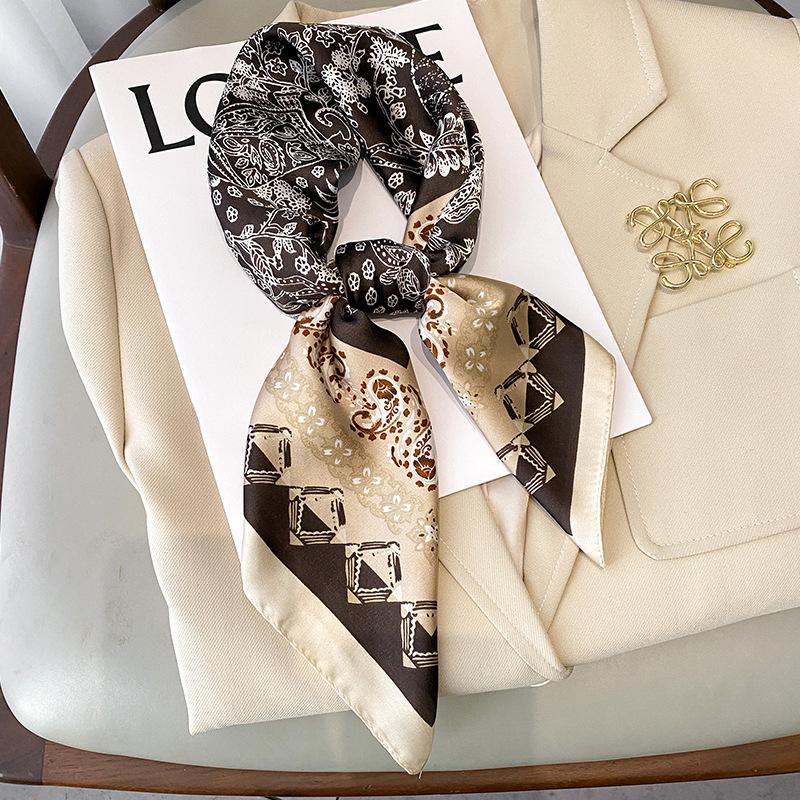 Elegant Floral Scarf for Lady Fashion Square Silk Neck Kerchief Bandana Foulard Soft Hairbands Women  New Bufanda
