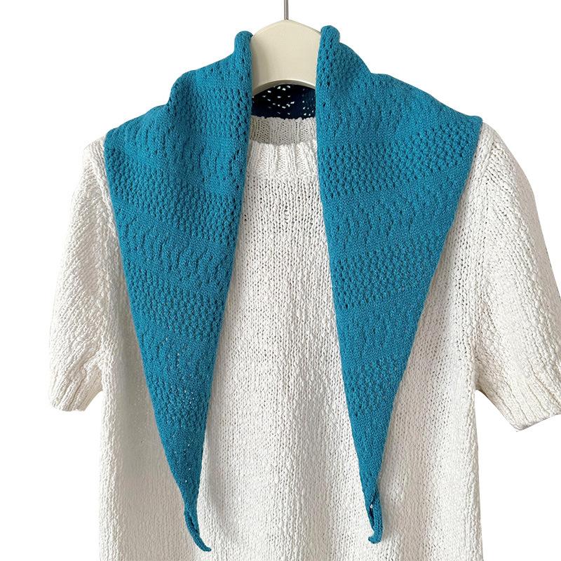 Neuer einfarbiger gestrickter Dreieck-Filigran-Schal für Damen, vielseitige Dekoration, Nackenschutz-Schal und Schal