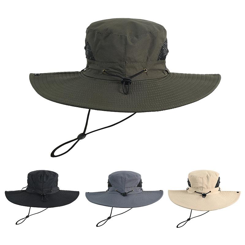Summer Outdoor Extra-large Brim Hiking and Fishing Sun Hat, Sun Protection Breathable Windproof Sunshade High Temperature Resistant Fisherman Hat