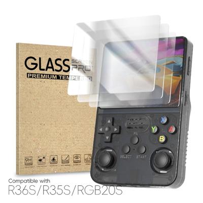 Spielkonsolenhülle und gehärtete Folie für R36S/R35S/RGB20S. Tragetasche mit umfassendem Schutz für Spielkonsole und Zubehör.