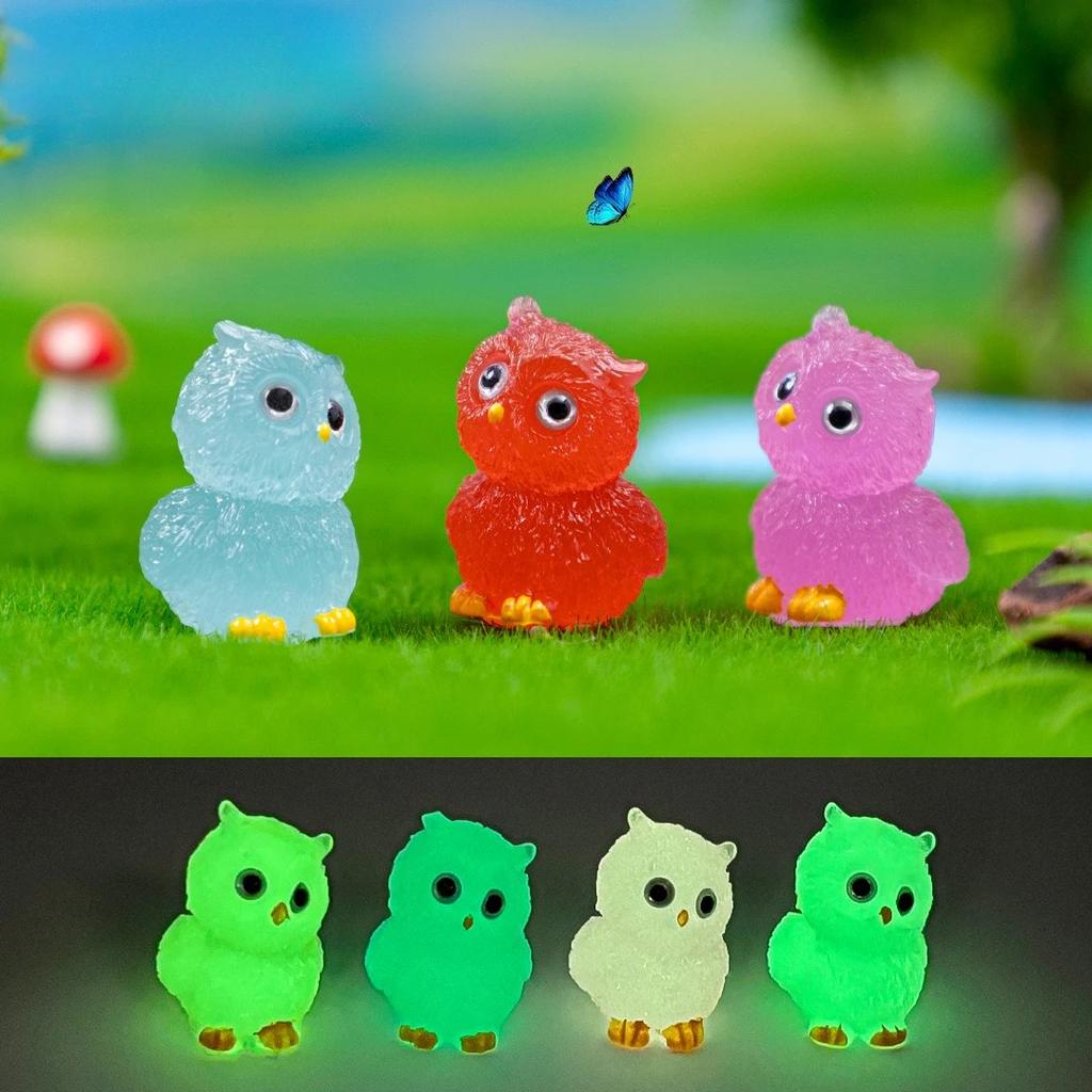 30 szt. Świecące Mini Sowy Mikro Ozdoby Zwierzątka Figurki Zwierząt Świecące w Ciemności Rośliny Ozdoby do Doniczek Akcesoria do Mikro Krajobrazów