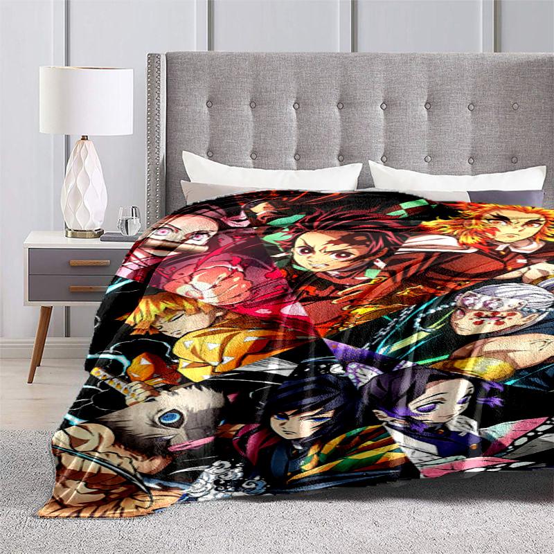 Demon Slayer Tanjiro Anime Art Blanket Home Decor Suitable For All Seasons Office Rest Blanket Bedroom Nap Blanket