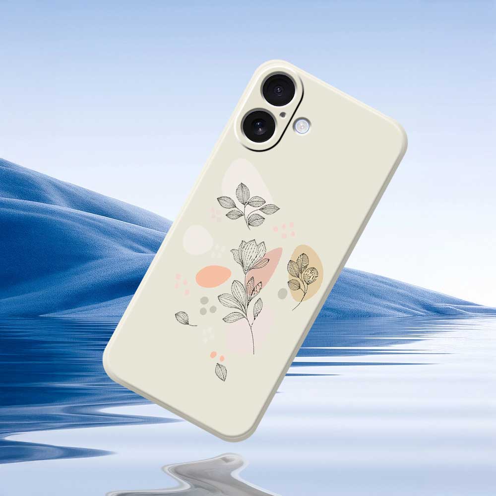 For iPhone 17 Case Sketch Leaves Pattern Printing Straight Edge TPU Phone Back Cover