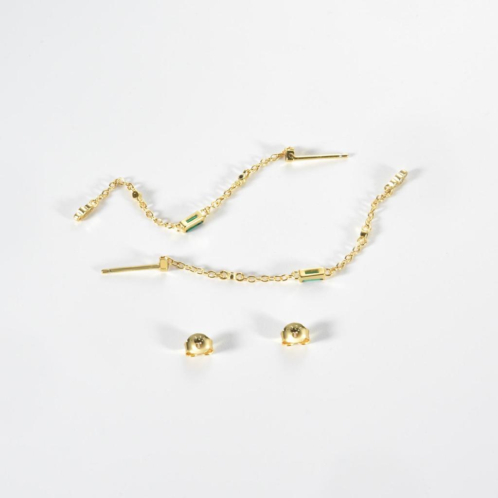 ANDYWEN 925 Sterling Silber Gold Grün CZ Zirkon Lange Kette Tropfen Ohrring Piercing Luxus Geschenk Clips Kristall Schmuck