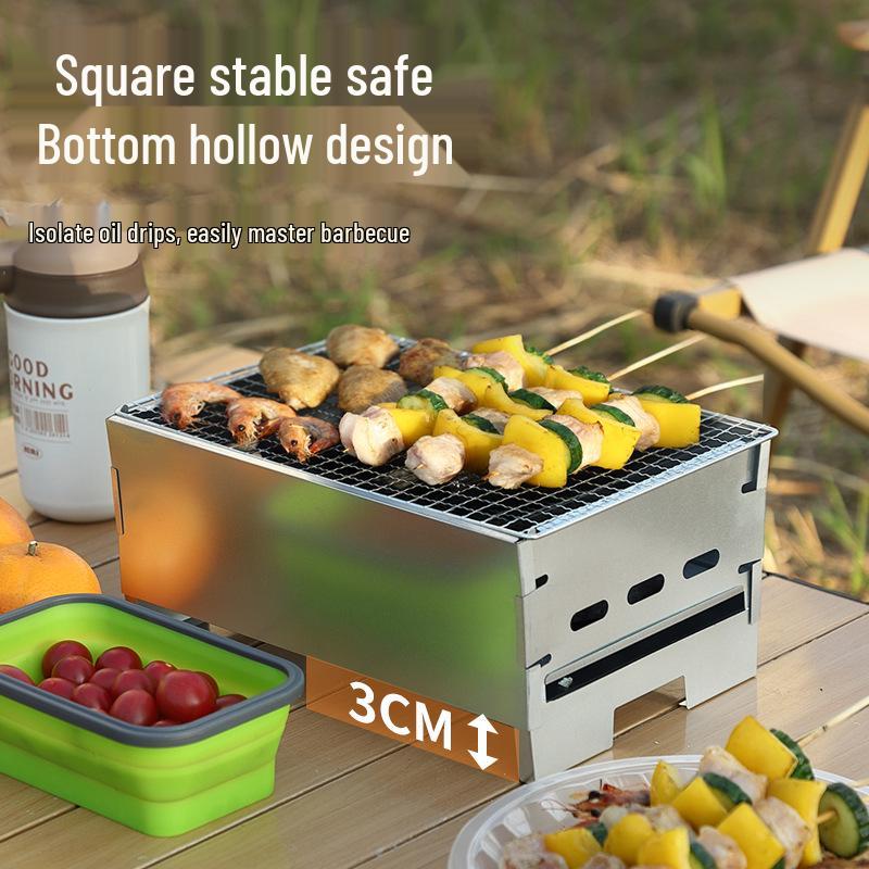 Portable Outdoor Mini Stove & Fire Pit: Tabletop Wood-Fueled BBQ & Camping Oven Enclosure