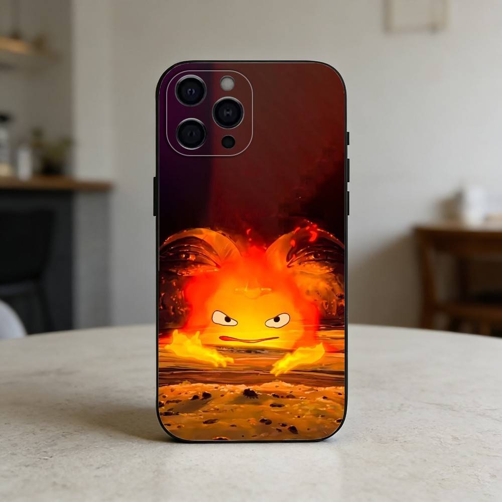 Anime C-Calcifer-ES Cute Phone Case For iPhone 17,16,15,14,13,12,11 Plus,Pro Max,SE4Soft Silicone Black Cover iPhone17PRO