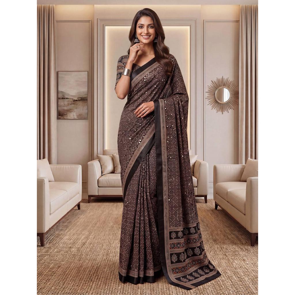 New Launch Ajrak Print Designer Saree Collection