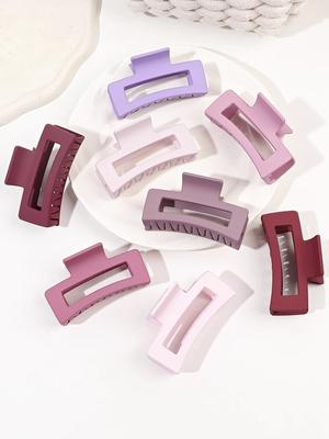 8 Pezzi Grandi Pinze per Capelli 3,4" Quadrati Opachi Antiscivolo per Donne Ragazze, Pinze Banana a Presa Forte per Capelli Spessi Sottili