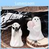 Enchanting Resin Ghost Figurine With Adorable Pink Pumpkin And Bat For Halloween Decor