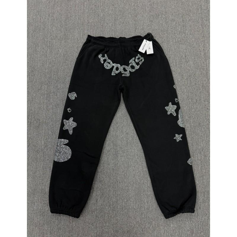 Mens Oversized Hoodie With Spider Web Print Rhinestone Embellishment Cotton Pullover Sweatshirt