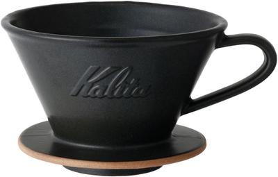 Kalita Kaffeefilter, Mino Ware, Keramik mit hoher Wärmespeicherung, für 2 bis 4 Personen, DACHI & Kalita MI185, Sandschwarz, Nr. 02107, Wellenserie, hergestellt in Japan