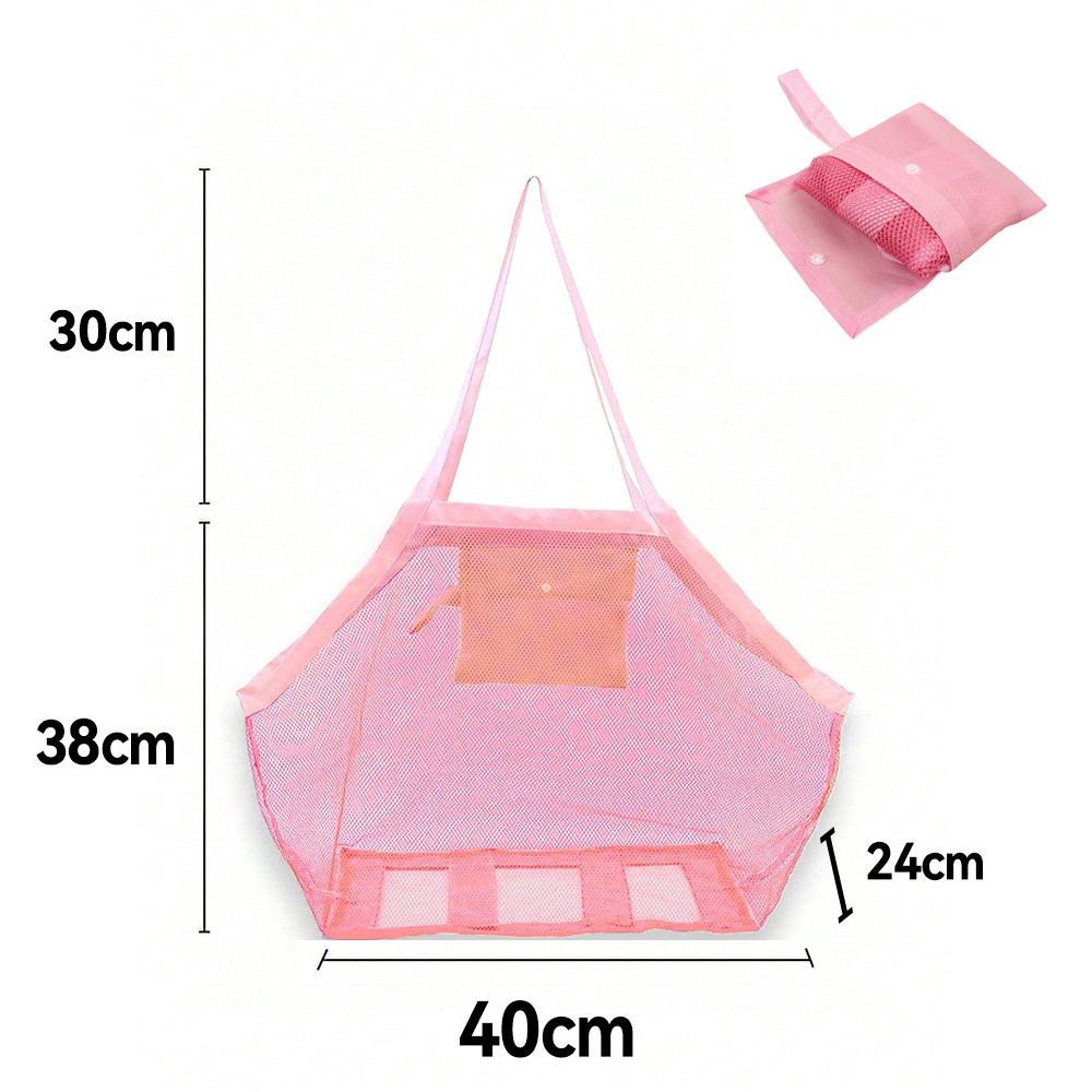 

Большая разноцветная сетчатая пляжная сумка, переносная сумка для песка с удобным отверстием для подвешивания, дышащее складное хранилище для игрушек розовый