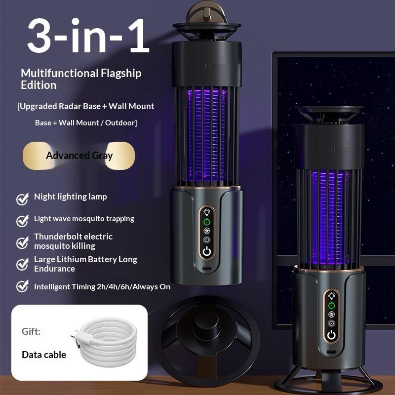 2-In-1 Mosquito Killer Lamp Anti-Mosquito Lamp Electronic Mosquito Zapper Rechargeable Mosquito Repellent 3-Level Timing Mode