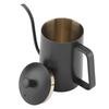 600ml Kaffekanna i rostfritt stål Svanhalsutlopp Tekanna med termometer(Svart)