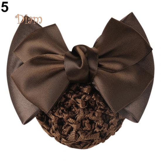 Tenfyer Women Pro Bow Barrette Hair Clip Cover Bowknot Bun Snood Hairnet Hair Accessory