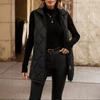 Gilet trapuntato da donna con colletto alto, caldo per l'inverno, senza maniche, capospalla di media lunghezza, vestibilità aderente, casual chic