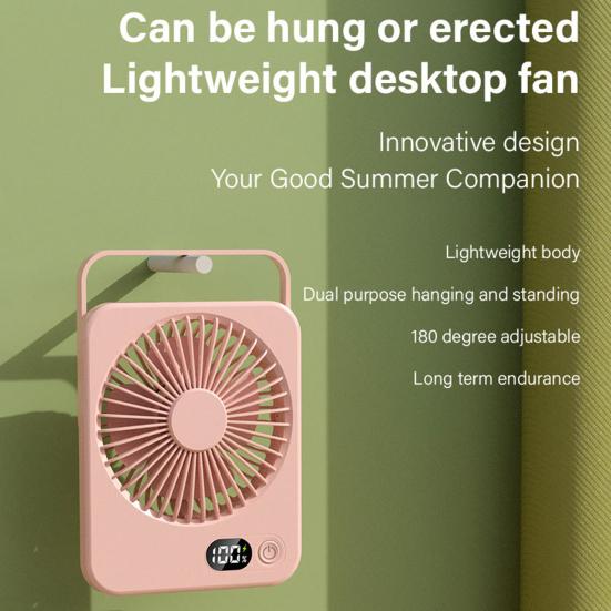 Hordozható asztali ventilátor Újratölthető, 1200 mAh-s akkumulátorral működő álló ventilátor digitális kijelzővel Rendkívül csendes, összecsukható asztali ventilátor 5 fokozatban állítható
