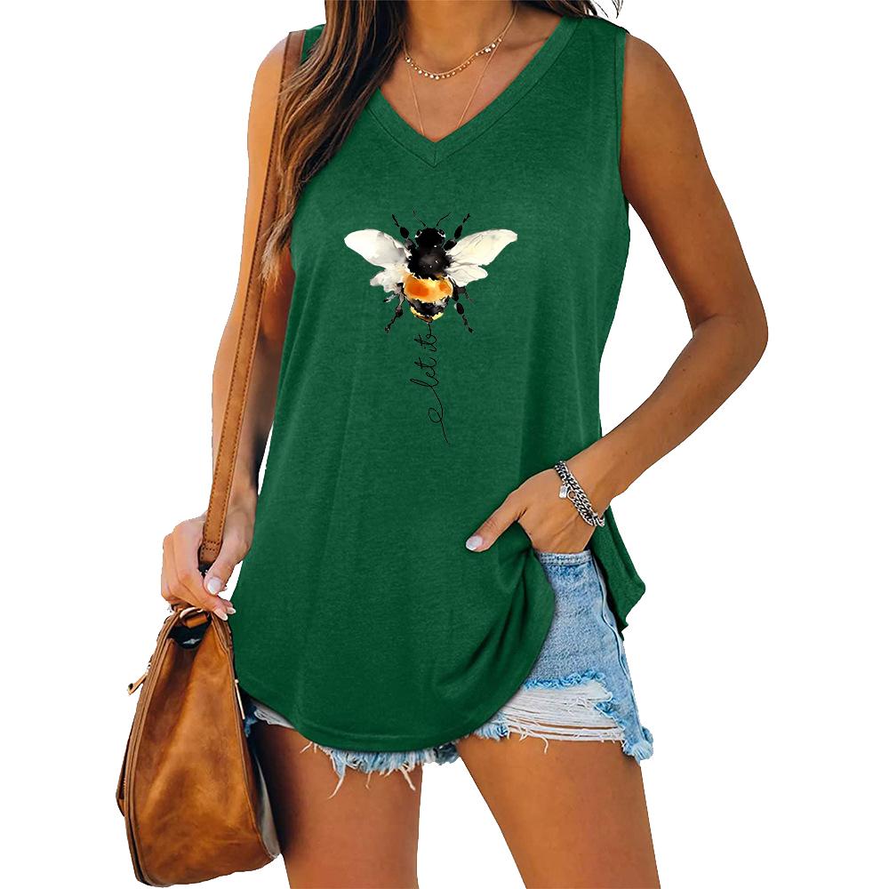 Women Fashion V-neck Sleeveless T-shirt Women Casual Loose Tank Top