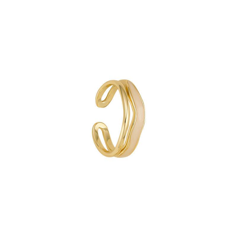 White Adjustable Fashionable Mother Of Pearl Ring For Women Stylish Geometric Design Accessory