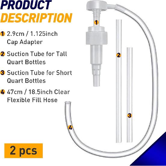 2PCS 5Cc Hand Pump Transfers Gear Oil - Oil Pump For Standard Quart Bottles- Fluid Transfer Pump For Lower Unit Gear Oil - 5Cc Per Pump For Oil