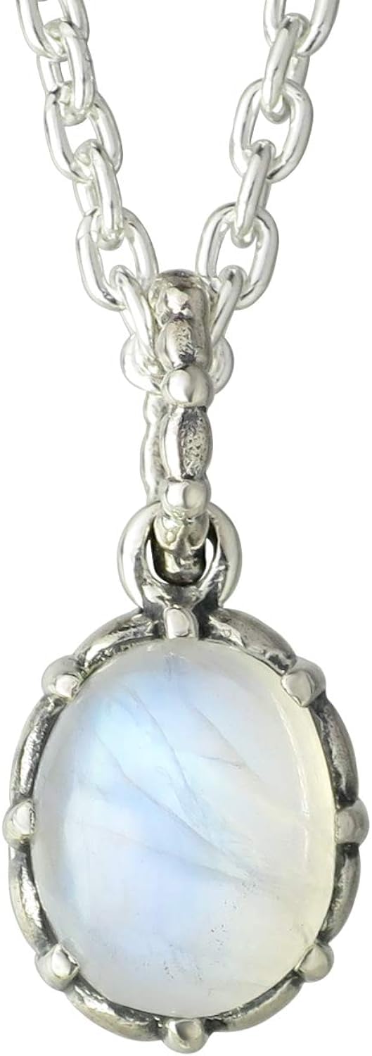 

Кулон из лунного камня «Радужный блеск» (не серебро 925 пробы), простой серебряный, камень силы, натуральный камень, камень рождения июня [Синдзюку Кура] (Цепочка в комплекте)