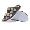 Fashion Matte Leather Summer Men's Cork Slippers Outdoor Couple Flat Bottomed Anti Slip Beach Sandals