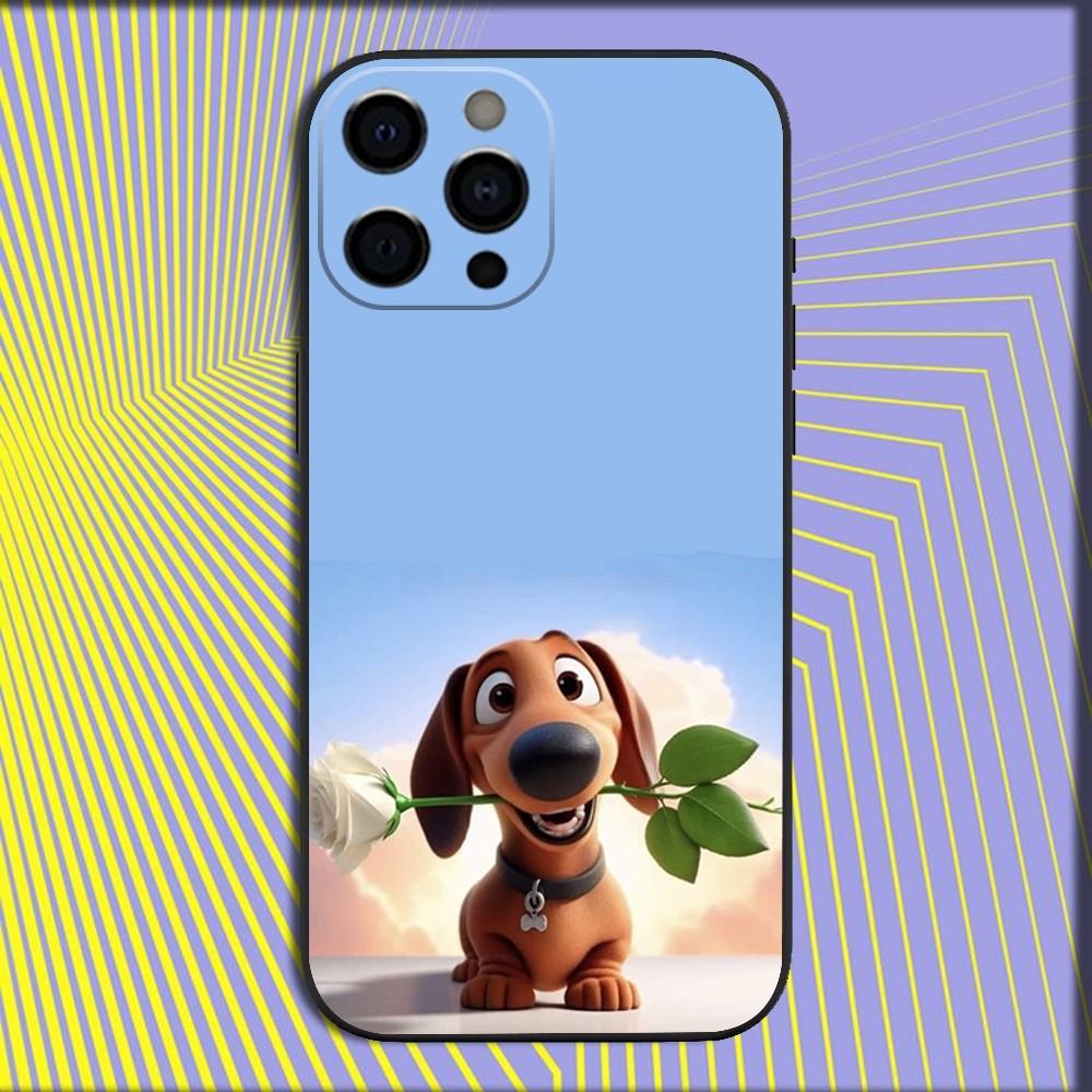 Dachshund Dog Love Phone Case For iPhone 16,15,14,13,12,11,Pro,X,XS,Max,XR,Plus,Mini Soft Black Cover