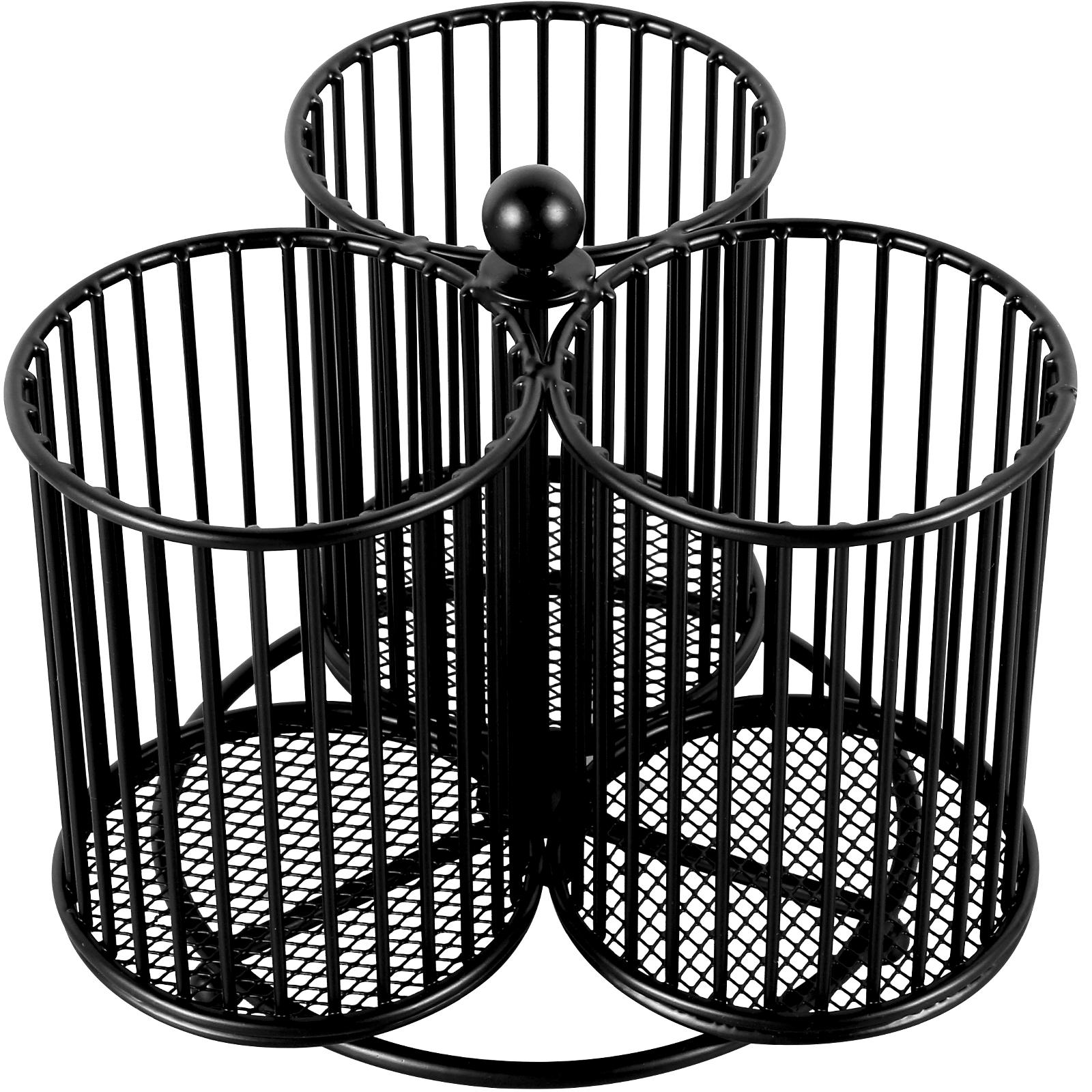 

Metal Utensil Caddy 360 Degree Rotating Cutlery Holder 3/4/5 Compartment Flatware Storage Basket for Kitchen Camping Countertop