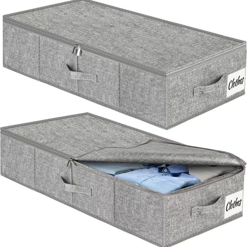 Under Bed Storage Box with Compartments Dustproof Foldable with Lid for Clothes Sheets Quilts Organization