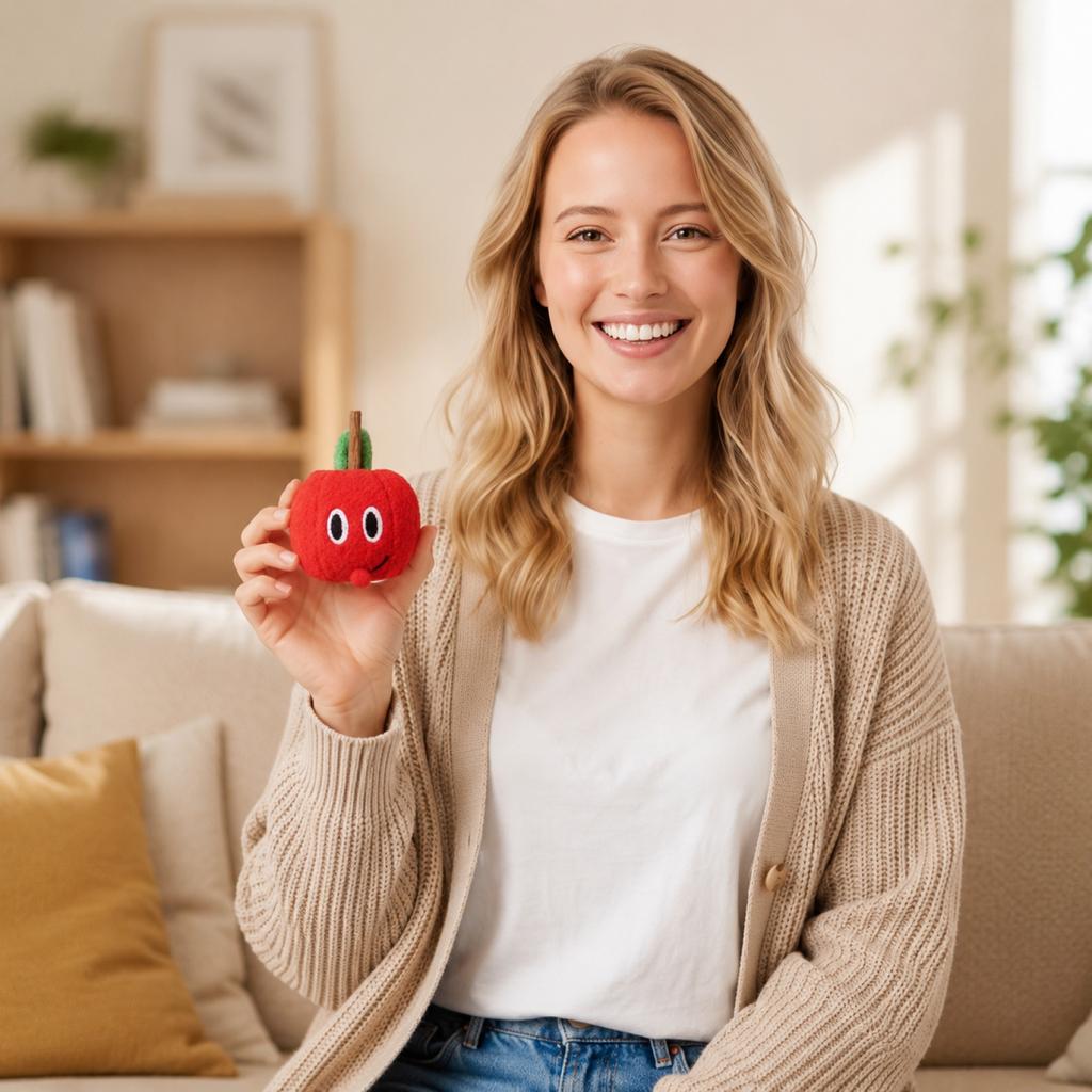 Durable Cat Chew Toy Soft Plush Apple Shape Catnip Filled Interactive Cat Toy for Independent Play and Dental Health Maintenance