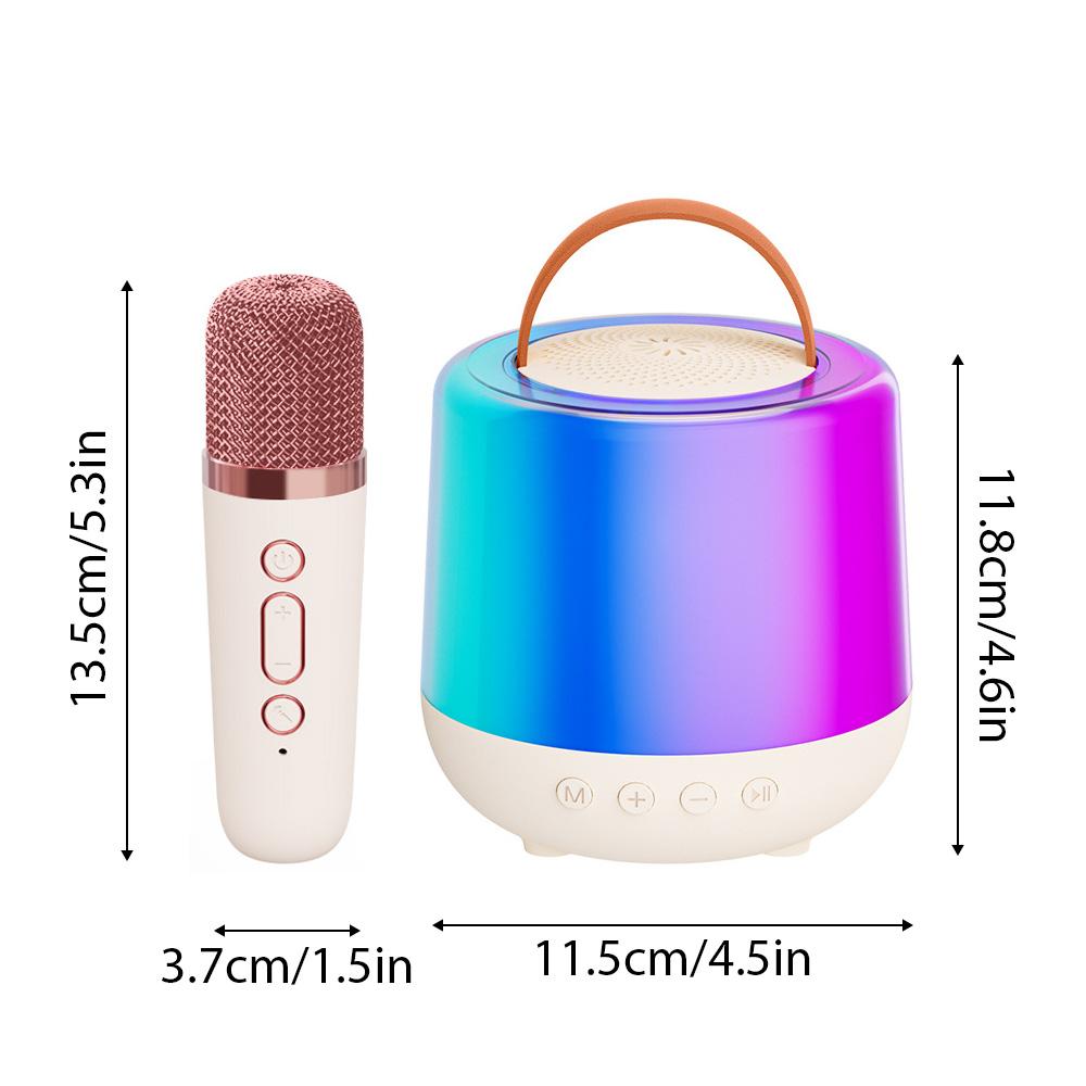 Karaokemaskin Mini trådløs mikrofon og høyttalersett med 2 mikrofoner Home KTV Sett LED farge