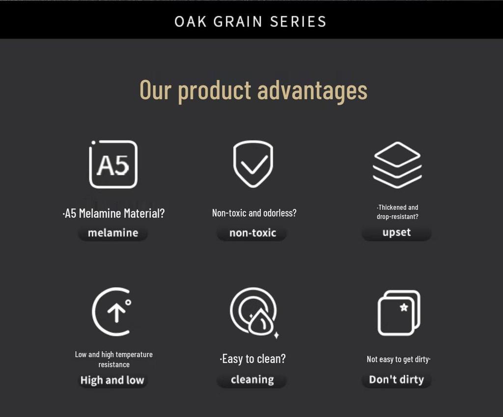 Xiangyuanmei Melamine Barbecue Hot Pot Side Plate - Imitation Porcelain Grill Pan with Wood Grain Design